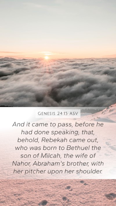 Genesis 24:15 ASV Bible Verse Image