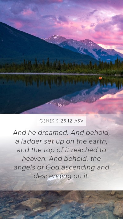 Genesis 28:12 ASV Mobile Phone Wallpaper - And he dreamed. And behold, a ladder set up on - Mobile Bible Verse Wallpaper