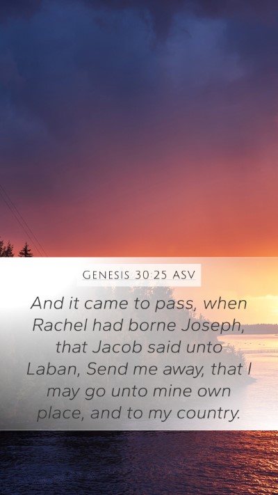 Genesis 30:25 ASV Mobile Phone Wallpaper - And it came to pass, when Rachel had borne - Mobile Bible Verse Wallpaper