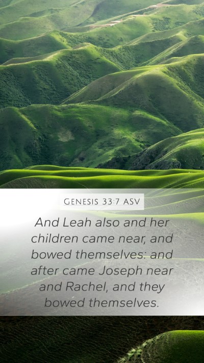 Genesis 33:7 ASV Mobile Phone Wallpaper - And Leah also and her children came near, and - Mobile Bible Verse Wallpaper