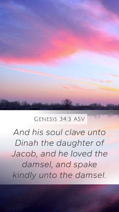 Genesis 34:3 ASV Bible Verse Image