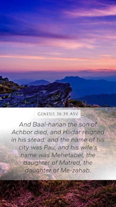 Genesis 36:39 ASV Bible Verse Image