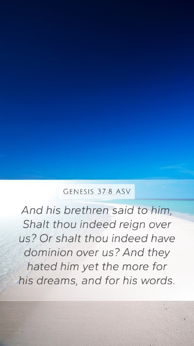 Genesis 37:8 ASV Bible Verse Image