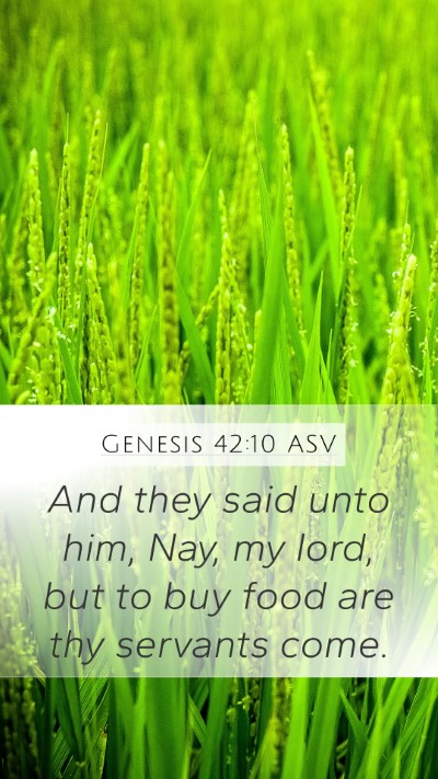 Genesis 42:10 ASV Mobile Phone Wallpaper - And they said unto him, Nay, my lord, but to buy - Mobile Bible Verse Wallpaper