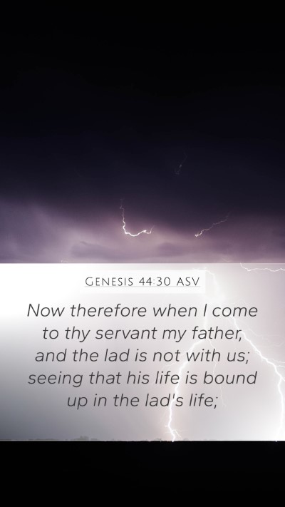 Genesis 44:30 ASV Bible Verse Image