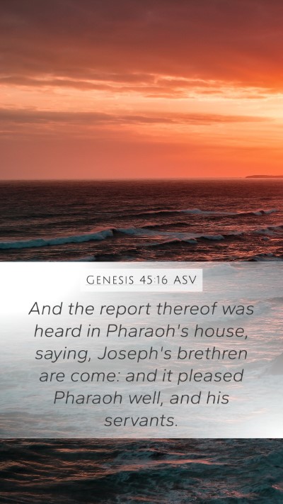 Genesis 45:16 ASV Bible Verse Image