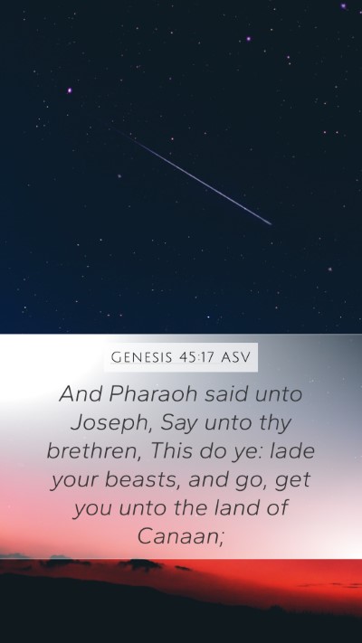 Genesis 45:17 ASV Mobile Phone Wallpaper - And Pharaoh said unto Joseph, Say unto thy - Mobile Bible Verse Wallpaper