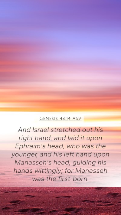 Genesis 48:14 ASV Bible Verse Image