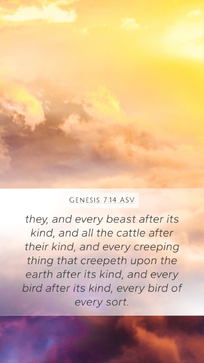 Genesis 7:14 ASV Mobile Phone Wallpaper - they, and every beast after its kind, and all the - Mobile Bible Verse Wallpaper