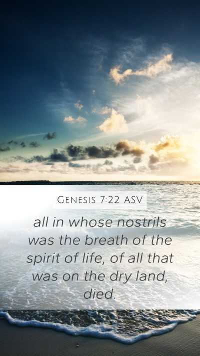 Genesis 7:22 ASV Mobile Phone Wallpaper - all in whose nostrils was the breath of the - Mobile Bible Verse Wallpaper