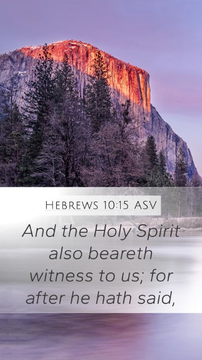 Hebrews 10:15 ASV Bible Verse Image