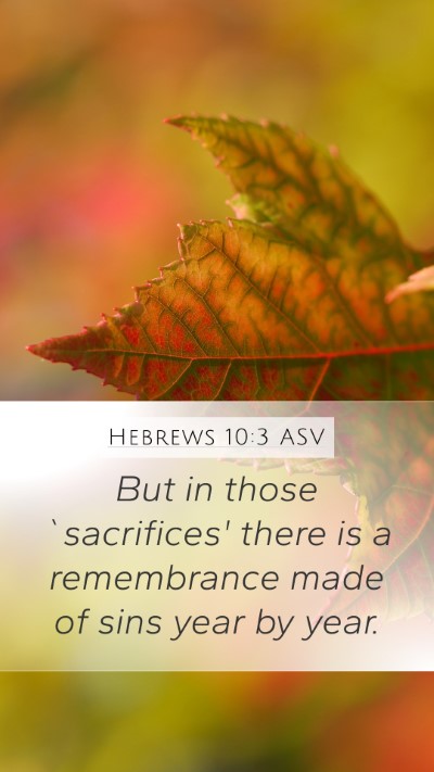 Hebrews 10:3 ASV Bible Verse Image