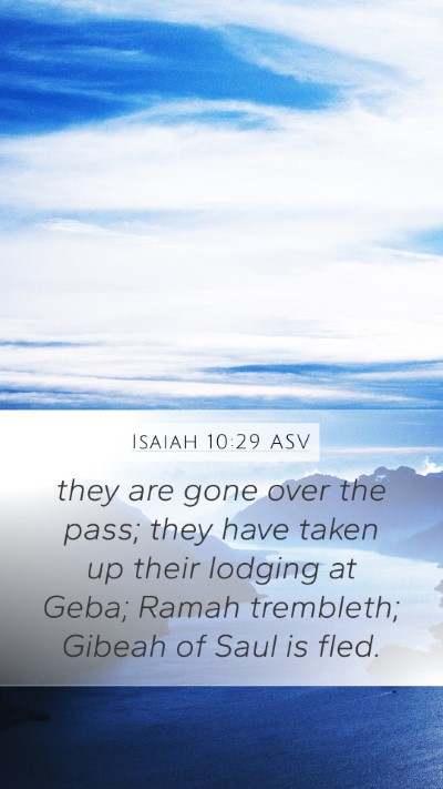 Isaiah 10:29 ASV Bible Verse Image