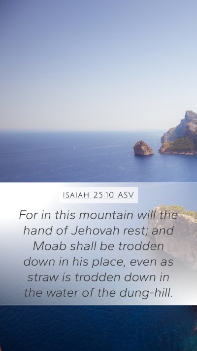 Isaiah 25:10 ASV Mobile Phone Wallpaper - For in this mountain will the hand of Jehovah - Mobile Bible Verse Wallpaper