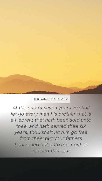 Jeremiah 34:14 ASV Bible Verse Image