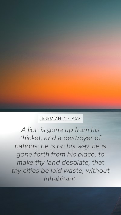 Jeremiah 4:7 ASV Bible Verse Image