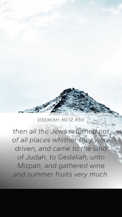 Jeremiah 40:12 ASV Bible Verse Image