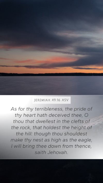 Jeremiah 49:16 ASV Bible Verse Image