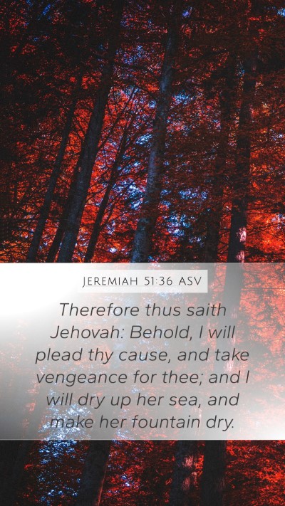 Jeremiah 51:36 ASV Bible Verse Image