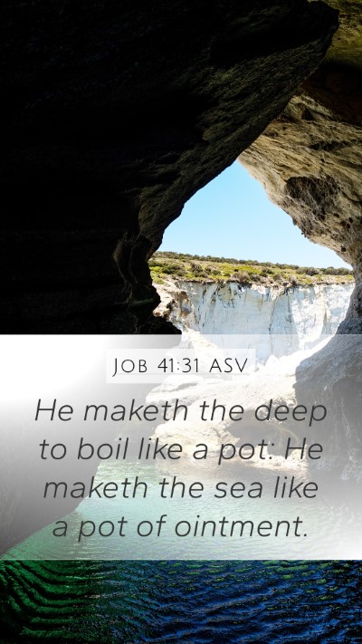 Job 41:31 ASV Mobile Phone Wallpaper - He maketh the deep to boil like a pot: He maketh - Mobile Bible Verse Wallpaper