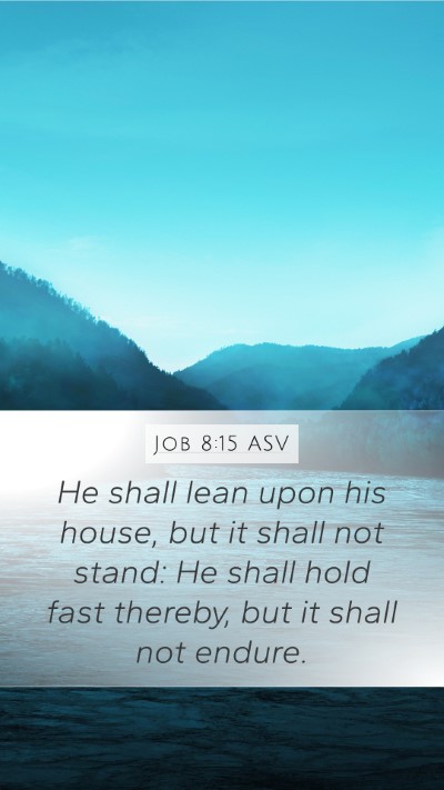 Job 8:15 ASV Bible Verse Image