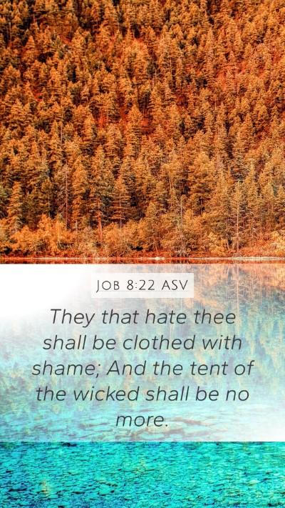 Job 8:22 ASV Mobile Phone Wallpaper - They that hate thee shall be clothed with shame; - Mobile Bible Verse Wallpaper