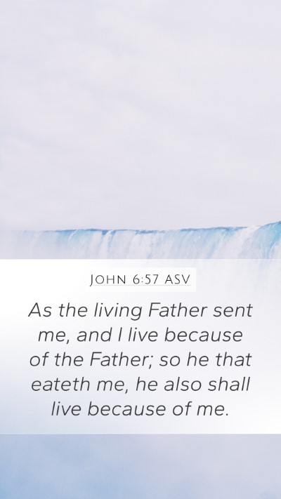 John 6:57 ASV Mobile Phone Wallpaper - As the living Father sent me, and I live because - Mobile Bible Verse Wallpaper