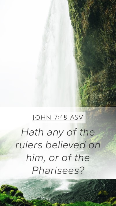 John 7:48 ASV Mobile Phone Wallpaper - Hath any of the rulers believed on him, or of the - Mobile Bible Verse Wallpaper