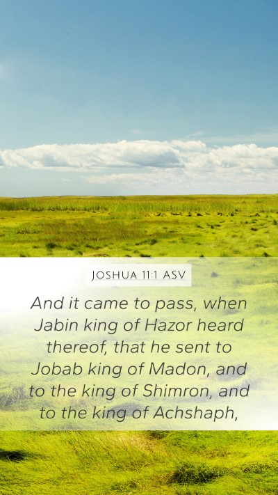 Joshua 11:1 ASV Bible Verse Image