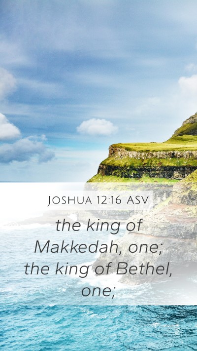 Joshua 12:16 ASV Mobile Phone Wallpaper - the king of Makkedah, one; the king of Bethel, - Mobile Bible Verse Wallpaper
