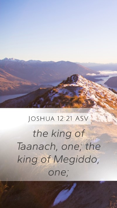 Joshua 12:21 ASV Mobile Phone Wallpaper - the king of Taanach, one; the king of Megiddo, - Mobile Bible Verse Wallpaper