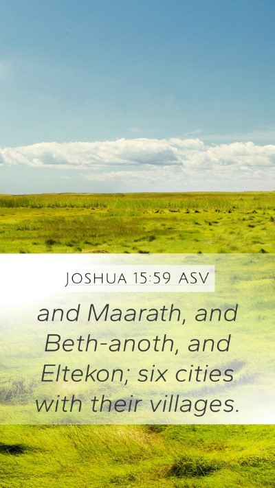 Joshua 15:59 ASV Mobile Phone Wallpaper - and Maarath, and Beth-anoth, and Eltekon; six - Mobile Bible Verse Wallpaper