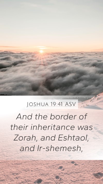 Joshua 19:41 ASV Mobile Phone Wallpaper - And the border of their inheritance was Zorah, - Mobile Bible Verse Wallpaper