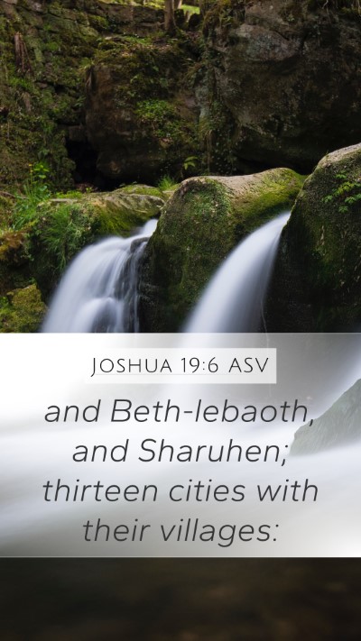 Joshua 19:6 ASV Mobile Phone Wallpaper - and Beth-lebaoth, and Sharuhen; thirteen cities - Mobile Bible Verse Wallpaper