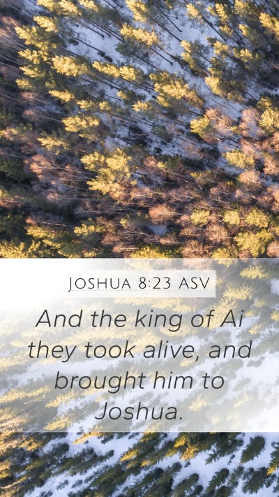 Joshua 8:23 ASV Mobile Phone Wallpaper - And the king of Ai they took alive, and brought - Mobile Bible Verse Wallpaper