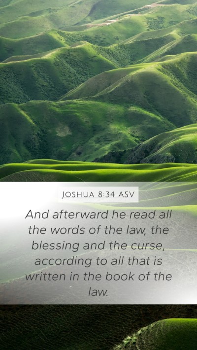 Joshua 8:34 ASV Mobile Phone Wallpaper - And afterward he read all the words of the law, - Mobile Bible Verse Wallpaper
