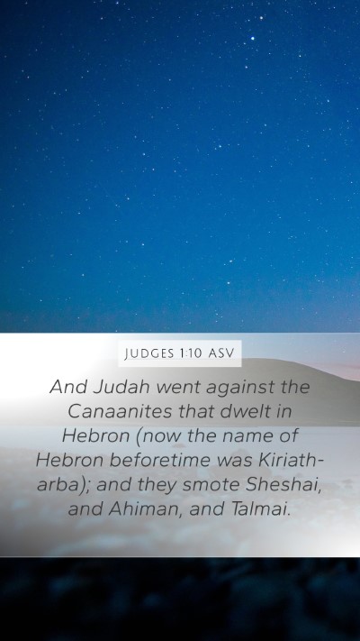 Judges 1:10 ASV Bible Verse Image