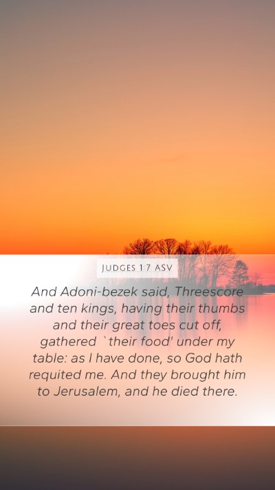 Judges 1:7 ASV Bible Verse Image