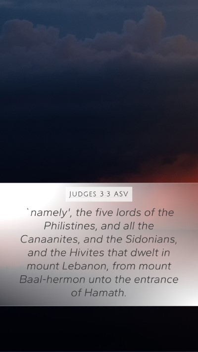 Judges 3:3 ASV Bible Verse Image