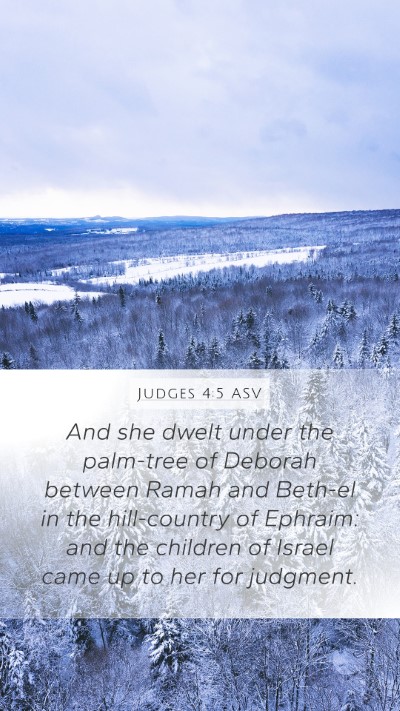 Judges 4:5 ASV Mobile Phone Wallpaper - And she dwelt under the palm-tree of Deborah - Mobile Bible Verse Wallpaper
