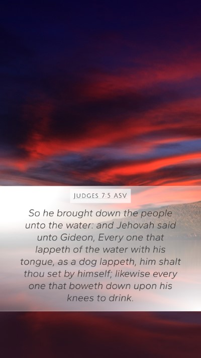 Judges 7:5 ASV Bible Verse Image