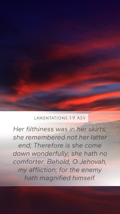 Lamentations 1:9 ASV Bible Verse Image