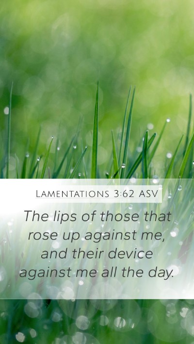Lamentations 3:62 ASV Mobile Phone Wallpaper - The lips of those that rose up against me, and - Mobile Bible Verse Wallpaper