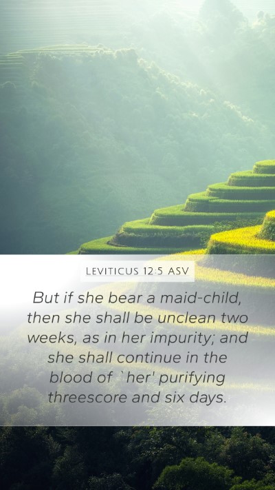 Leviticus 12:5 ASV Mobile Phone Wallpaper - But if she bear a maid-child, then she shall be - Mobile Bible Verse Wallpaper