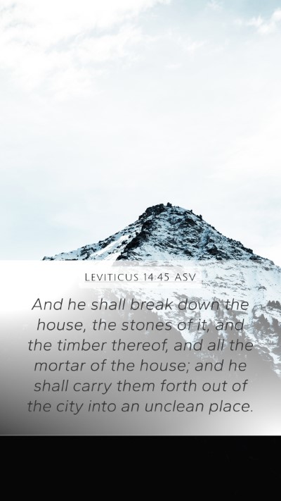 Leviticus 14:45 ASV Mobile Phone Wallpaper - And he shall break down the house, the stones of - Mobile Bible Verse Wallpaper