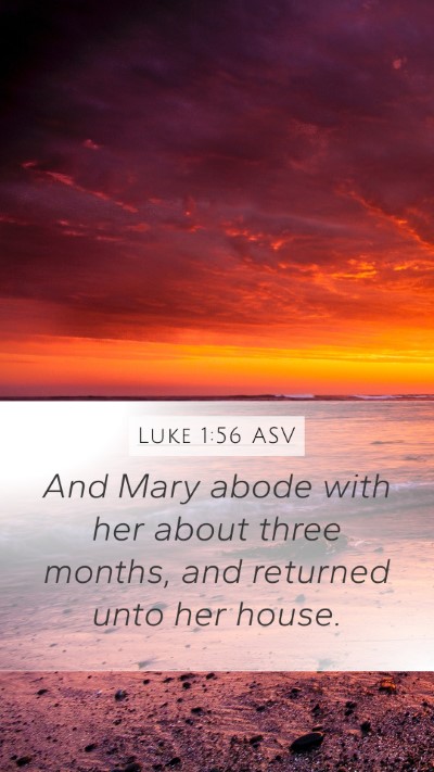 Luke 1:56 ASV Mobile Phone Wallpaper - And Mary abode with her about three months, and - Mobile Bible Verse Wallpaper