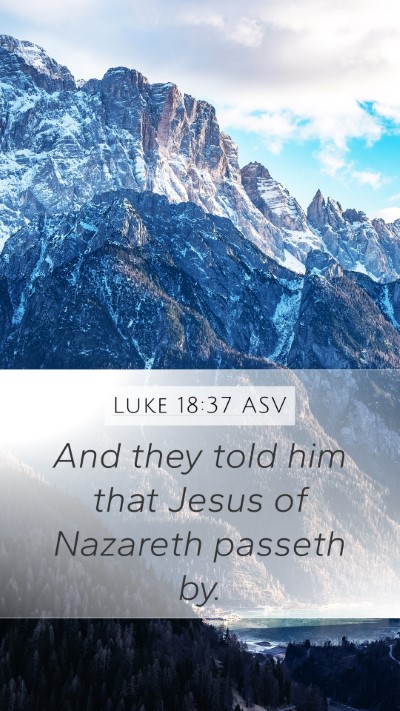 Luke 18:37 ASV Mobile Phone Wallpaper - And they told him that Jesus of Nazareth passeth - Mobile Bible Verse Wallpaper