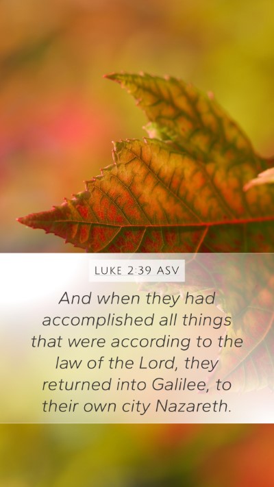 Luke 2:39 ASV Mobile Phone Wallpaper - And when they had accomplished all things that - Mobile Bible Verse Wallpaper