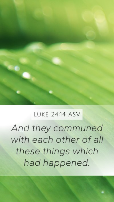 Luke 24:14 ASV Mobile Phone Wallpaper - And they communed with each other of all these - Mobile Bible Verse Wallpaper