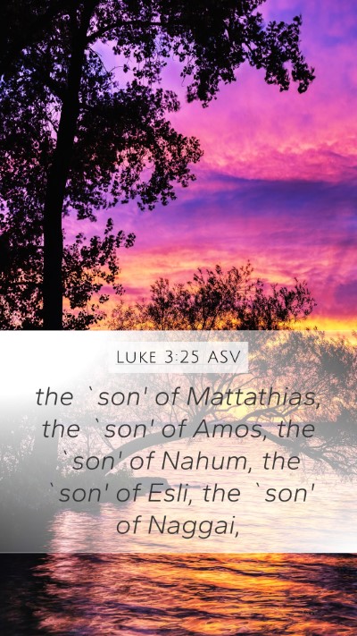 Luke 3:25 ASV Mobile Phone Wallpaper - the `son' of Mattathias, the `son' of Amos, the - Mobile Bible Verse Wallpaper